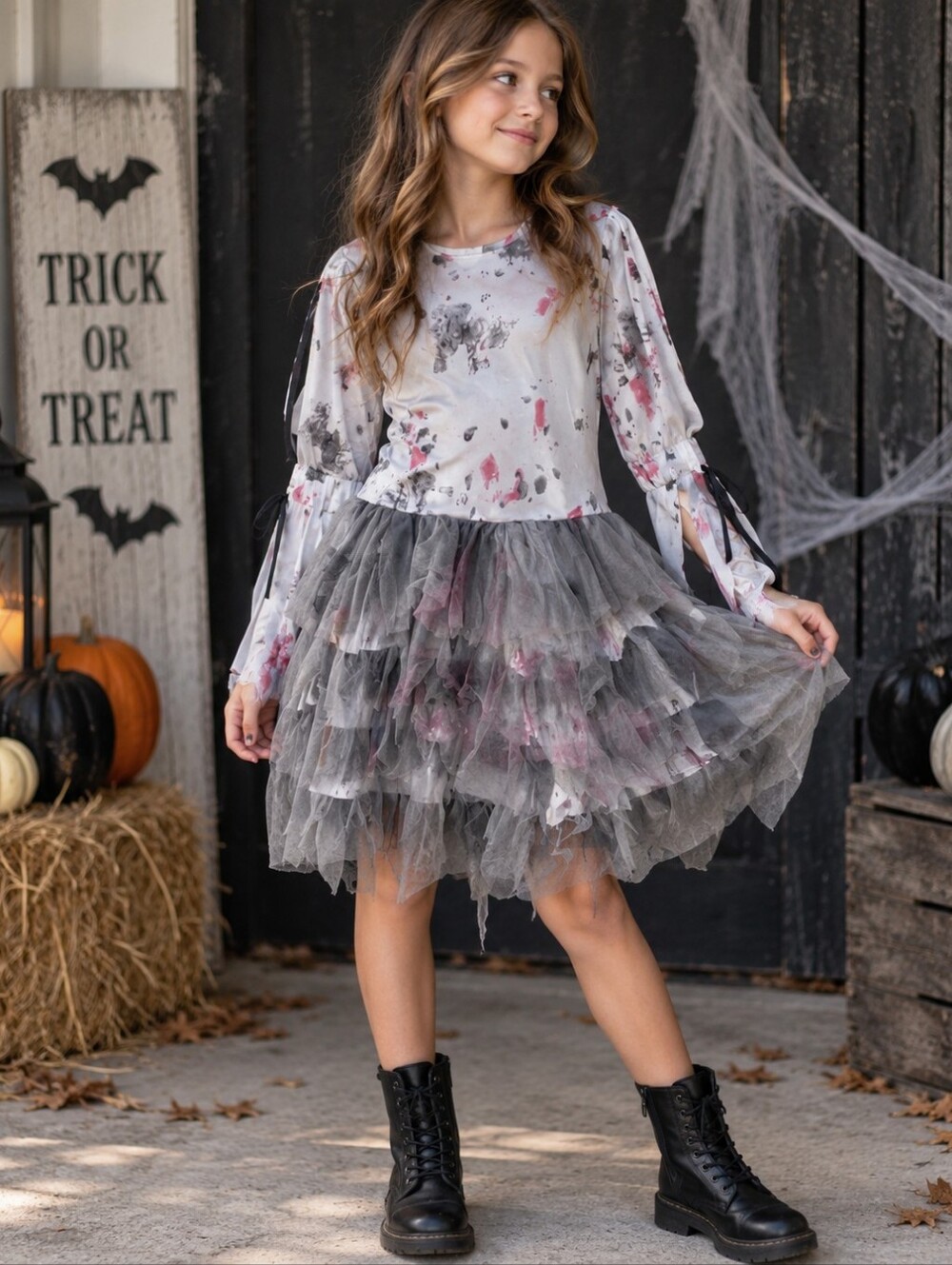 Spirit Halloween Zombie Bride Dress Costume Child Large 12 14 Girls just